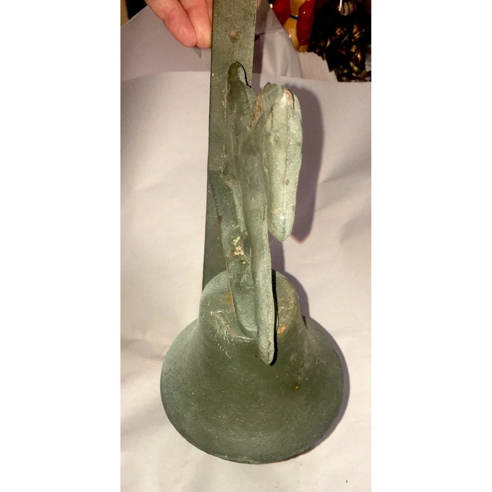 VINTAGE CAST IRON DOOR BELL WITH HORSE WALL MOUNT METAL Patina Needs String